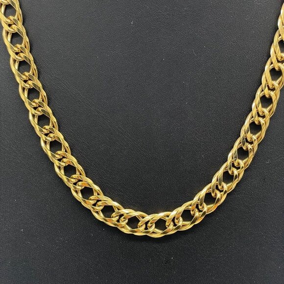 Double Link Chain Necklace Spring Ring Closure Gold Tone 24 Inches - Picture 3 of 5